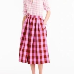 J.Crew Gingham Midi Skirt